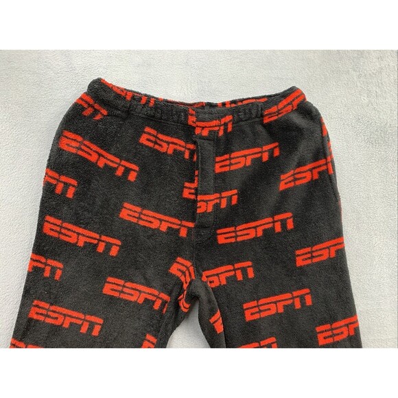 ESPN Fleece Lounge Pants Men’s Size Large Black Red 100% Polyester Game Day - Picture 8 of 14